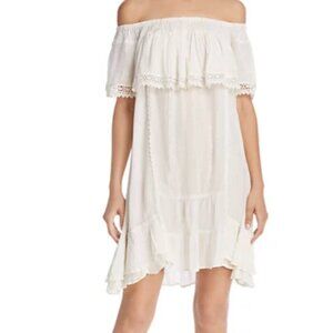 Muche et Muchette Iris Off-the-Shoulder Ruffle Dress White Flowy One Size Womens